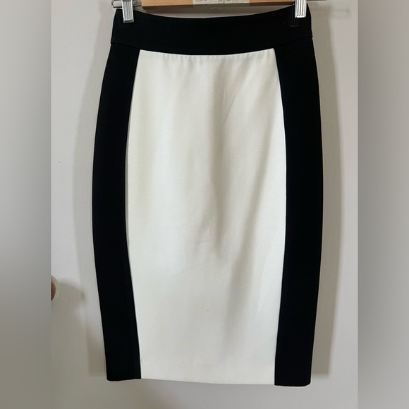 ZARA basic pencil skirt in color block ecru/black super flattering design - Picture 6 of 9